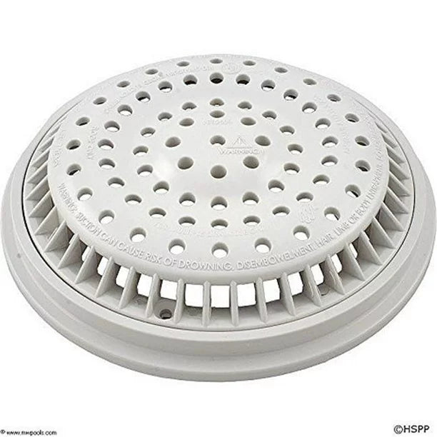 SUPER-PRO 8" ROUND WHITE ANTI-VORTEX MAIN DRAIN FRAME & GRATE