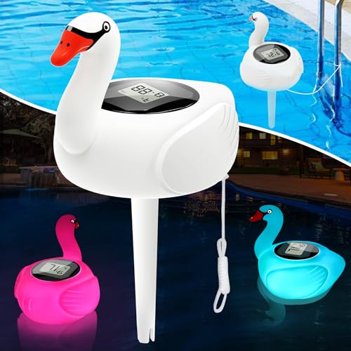 SOLAR LED DIGITAL SWAN THERMOMETER