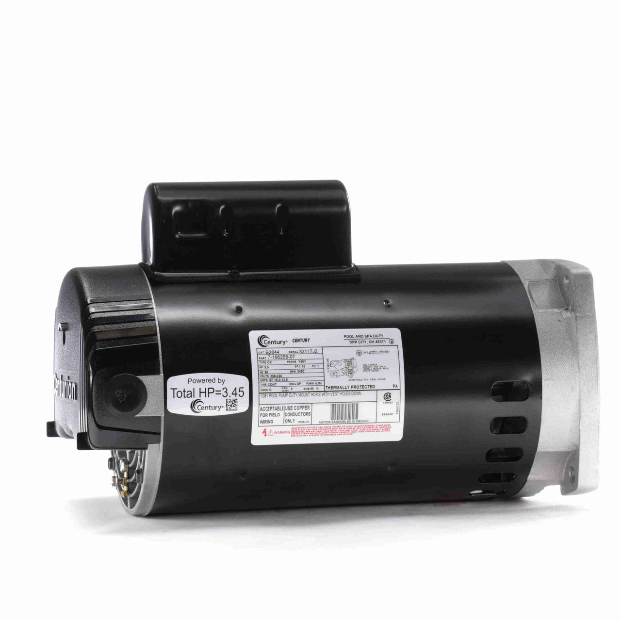 Century B2844 3.0 HP Pool Pump Motor 1 phase 3600 RPM 208-230 V 56Y