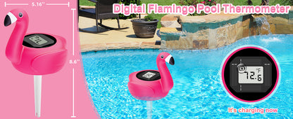 SOLAR LED DIGITAL FLAMINGO THERMOMETER