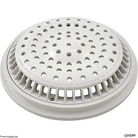 SUPER-PRO 8" ROUND WHITE ANTI-VORTEX MAIN DRAIN FRAME & GRATE