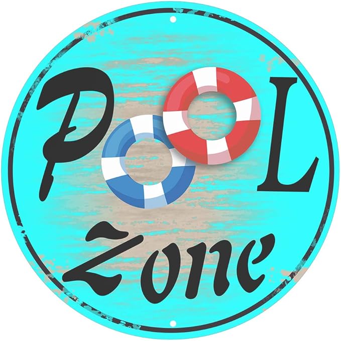 POOL ZONE ROUND VINTAGE SIGN