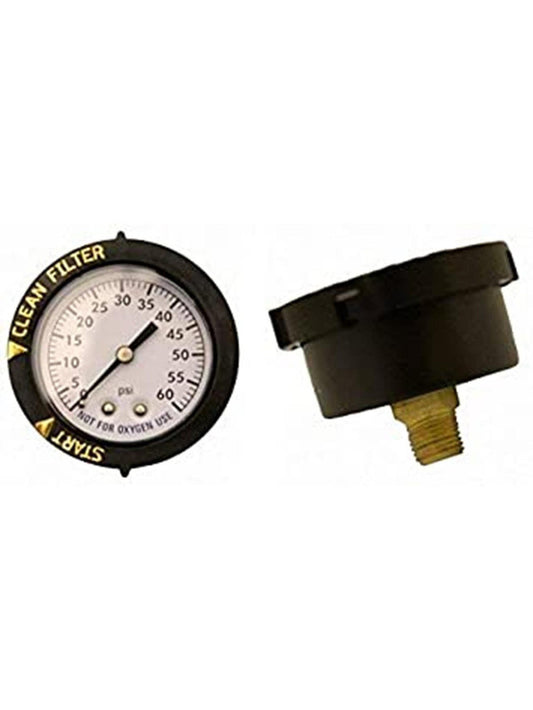 SUPER-PRO 2" PLASTIC PRESSURE GAUGE  0.25" 0-60 PSI W/INDICATOR BEZEL-BACK MOUNT