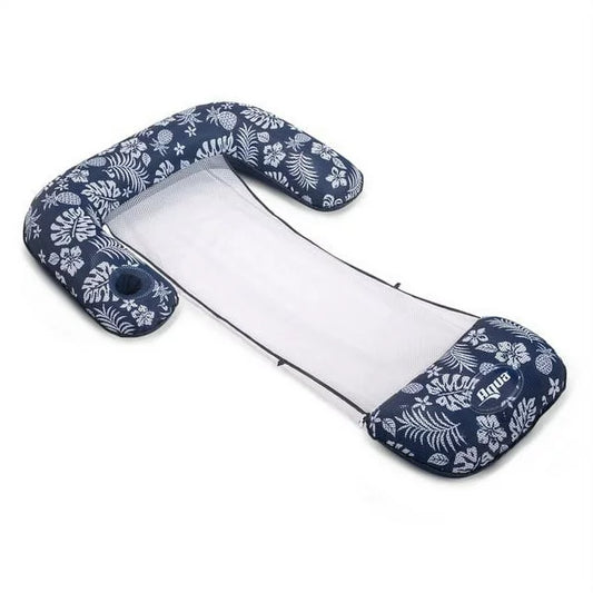 AQUA 3-IN-1 DELUXE LOUNGE, CHAIR, & DRIFTER, PINEAPPLE HIBISCUS NAVY