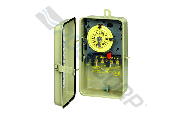 Intermatic T100 24-Hour DPST Mechanical Time Switch, Metal Enclosure, 208–277V