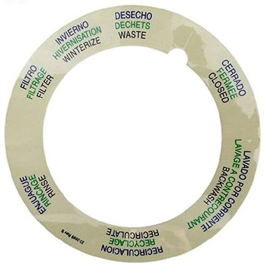 PENTAIR TOP MOUNT VALVE LABEL