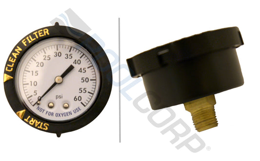 Pentair 0-60 PSI Rear Mount Pressure Gauge with Indicator 190059