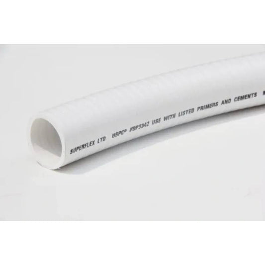 SUPERFLEX 1"x50' WHITE SCH 40 FLEXIBLE PVC PIPE- SOLD PER FT