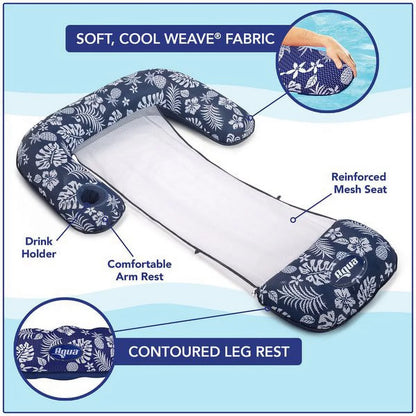 AQUA 3-IN-1 DELUXE LOUNGE, CHAIR, & DRIFTER, PINEAPPLE HIBISCUS NAVY